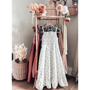 Floaty Golden Rose Garden Blooming Floral Maxi Dress 7/8